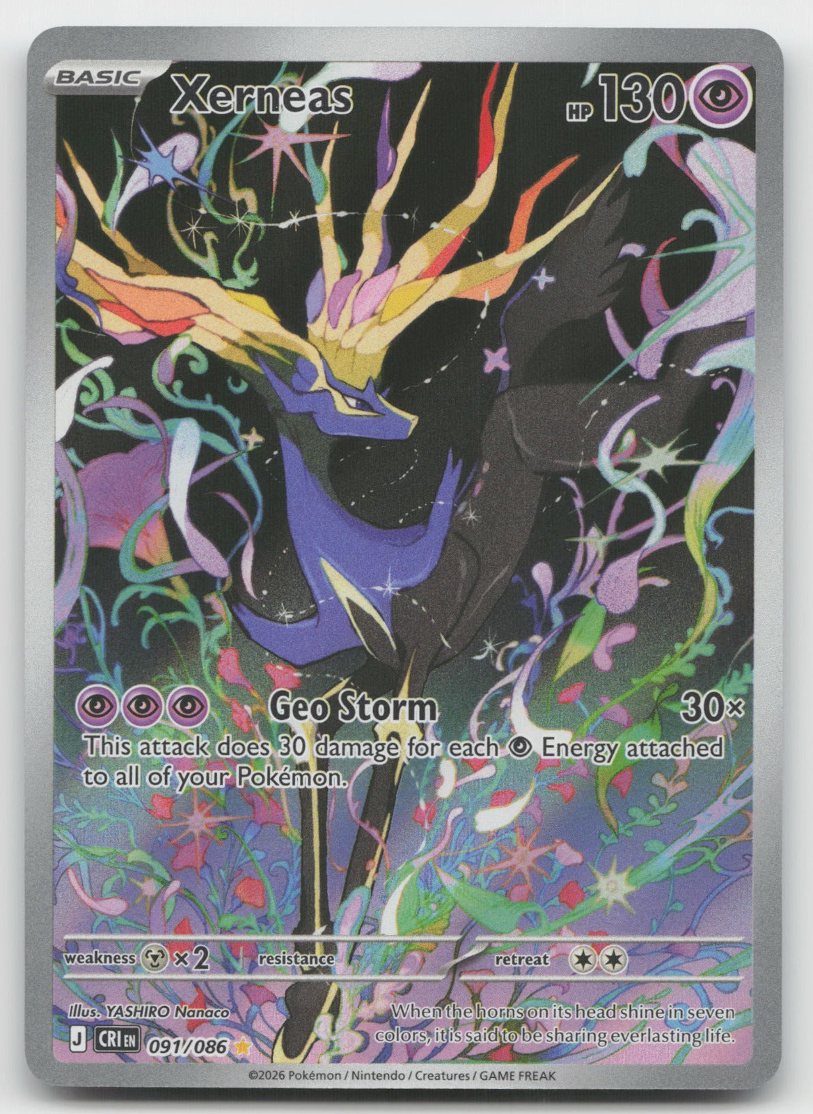 Xerneas Holo Illustration Rare ME04: Chaos Rising 091/086 NM