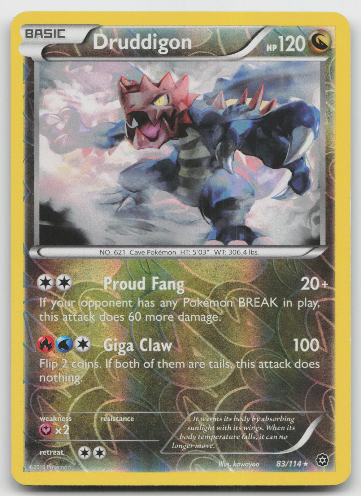 Druddigon Rare Reverse Holo XY - Steam Siege 83/114 LP