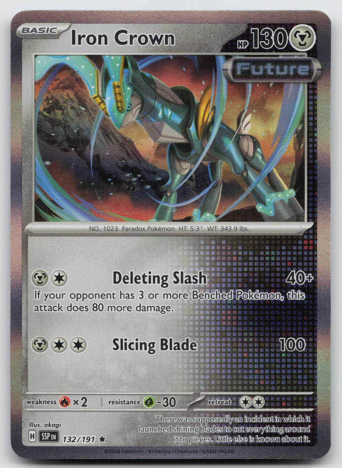 Iron Crown Rare Holo SV08: Surging Sparks 132/191 NM