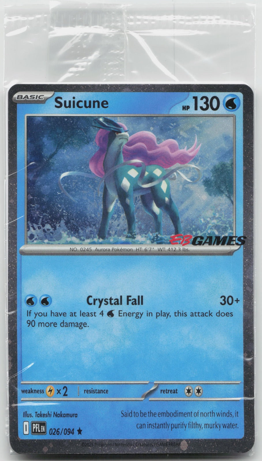 Suicune (EB Games Exclusive) Rare Holo Phantasmal Flames Promo 026/094 NM SEALED