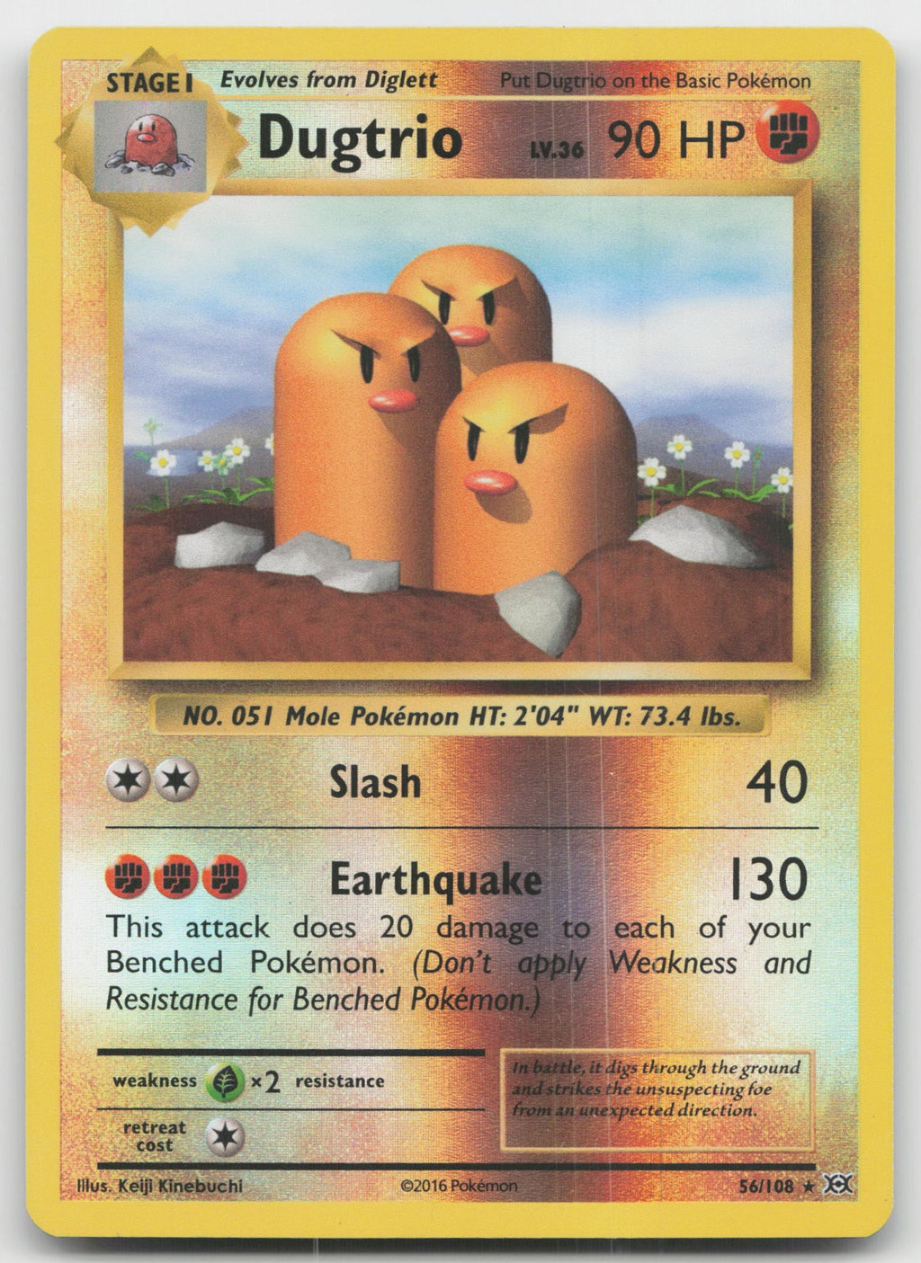 Dugtrio Reverse Holo Rare XY - Evolutions 56/108 VLP