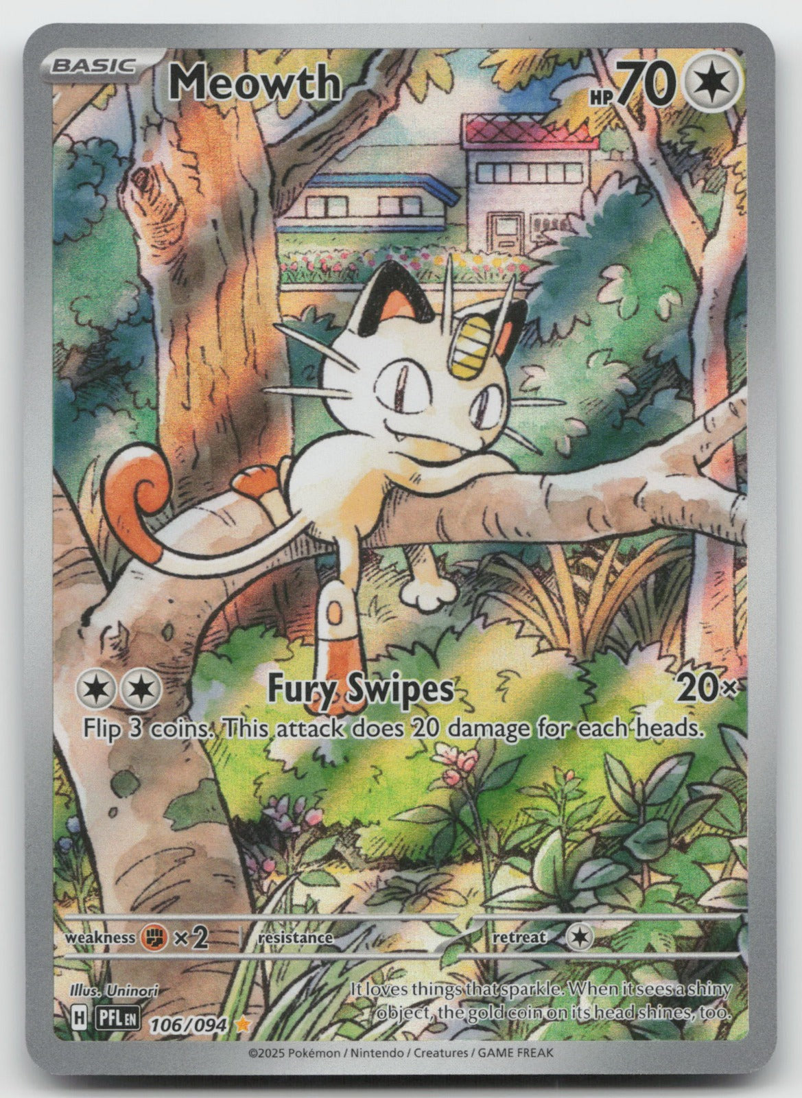 Meowth Illustration Rare Holo ME02: Phantasmal Flames 106/094 NM