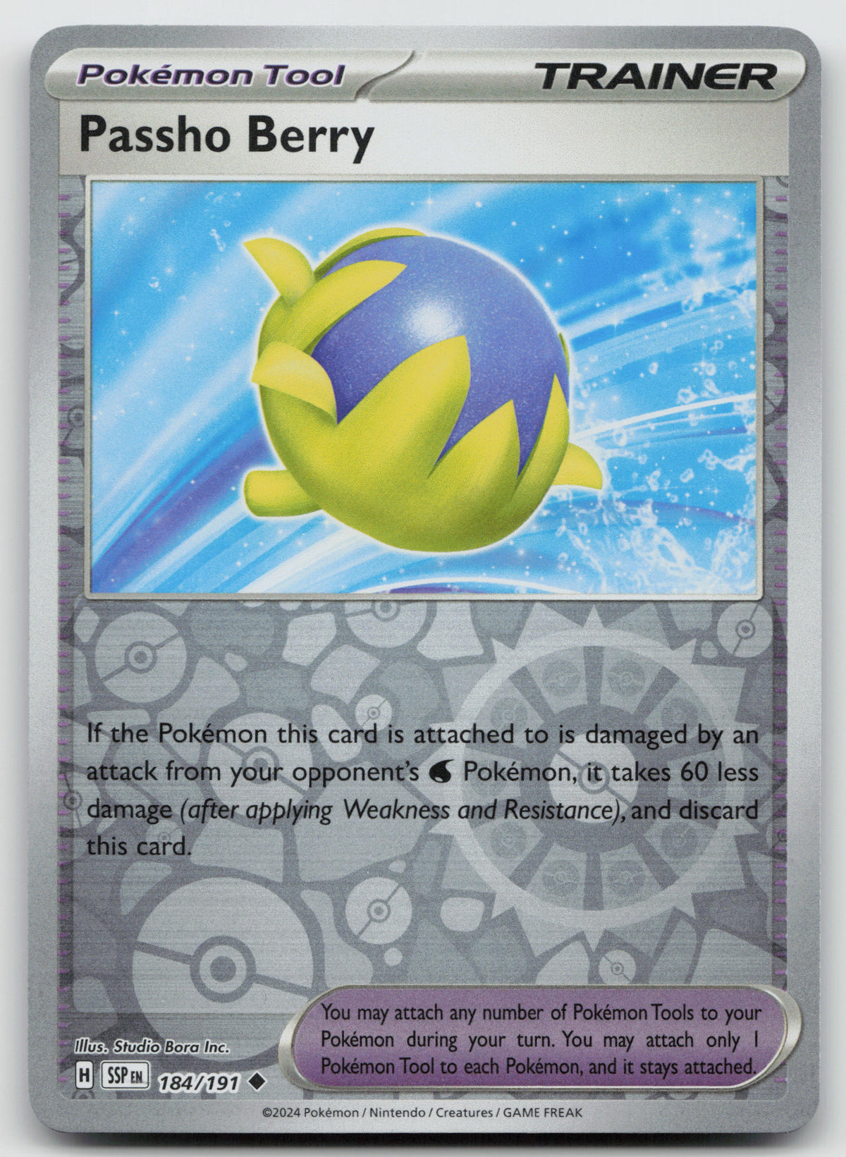 Passho Berry Uncommon Reverse Holo SV08: Surging Sparks 184/191 NM