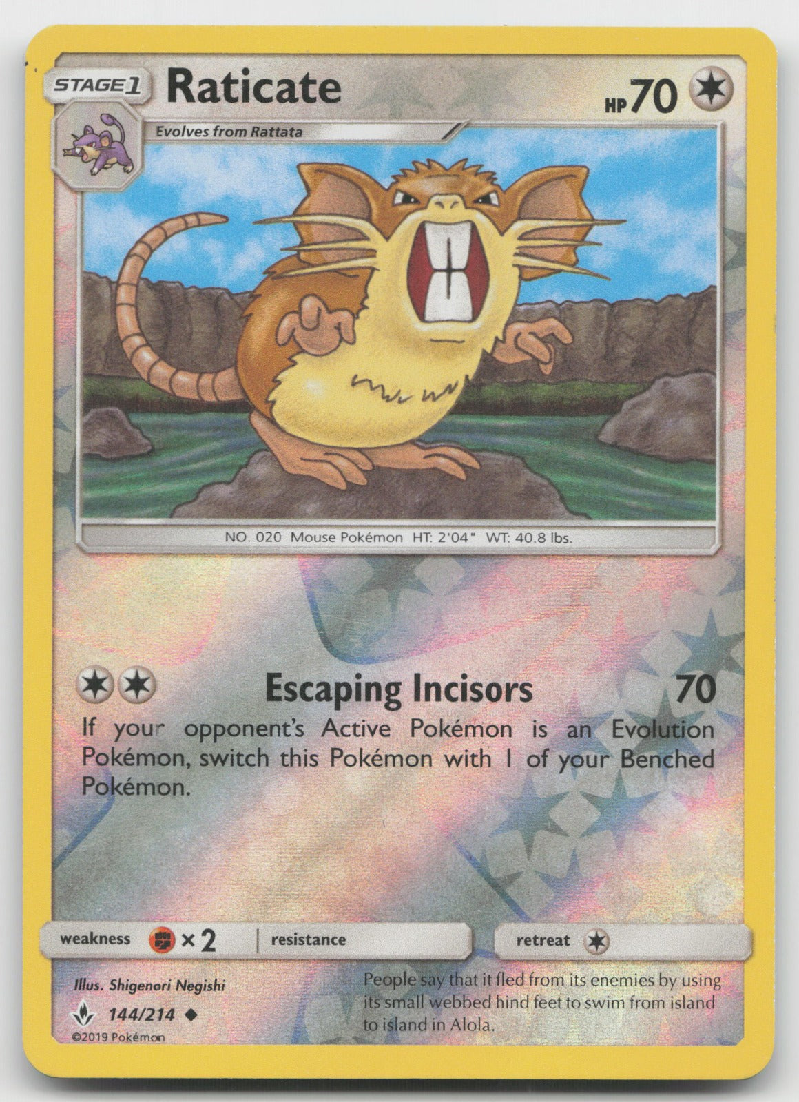 Raticate Reverse Holo Uncommon SM - Unbroken Bonds 144/214 NM