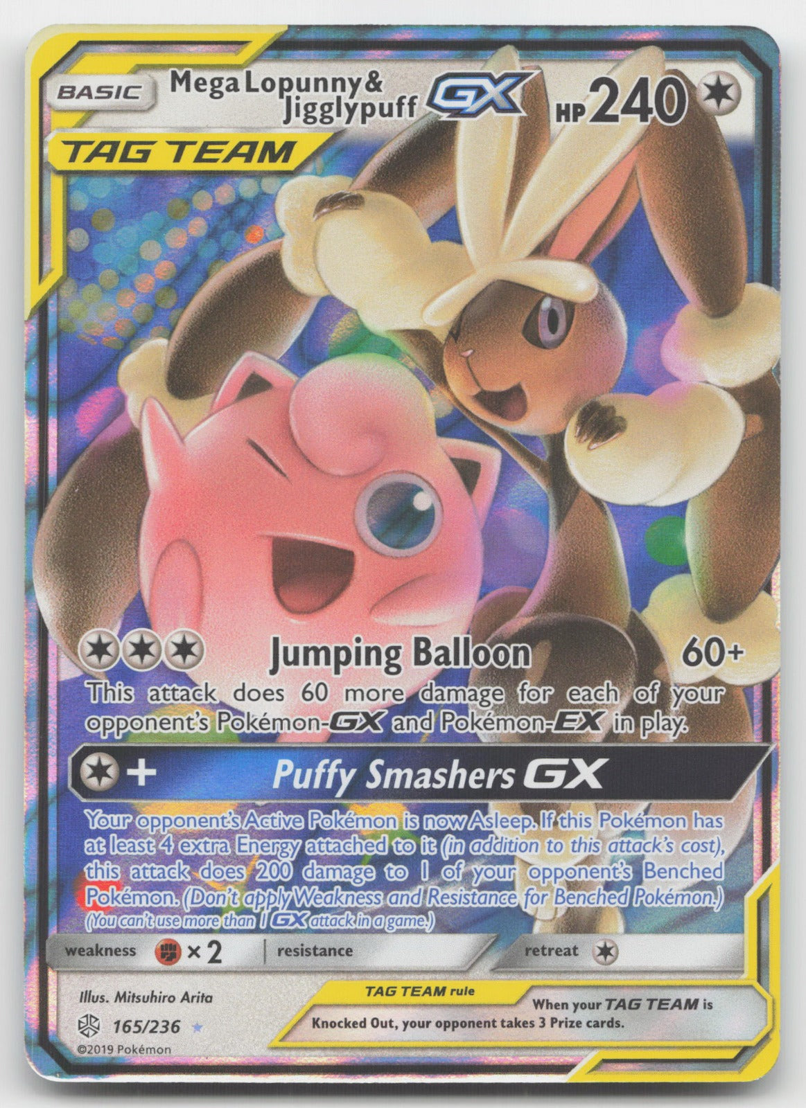 Mega Lopunny & Jigglypuff GX Holo Ultra Rare SM - Cosmic Eclipse 165/236 NM