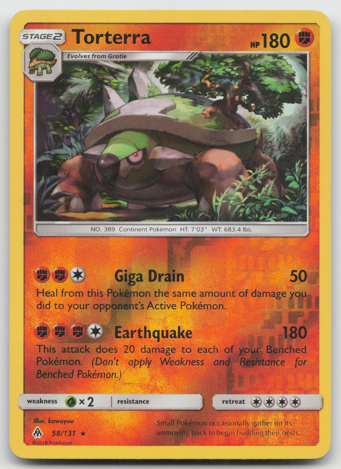 Torterra Reverse Holo Rare SM - Forbidden Light 58/131 LP