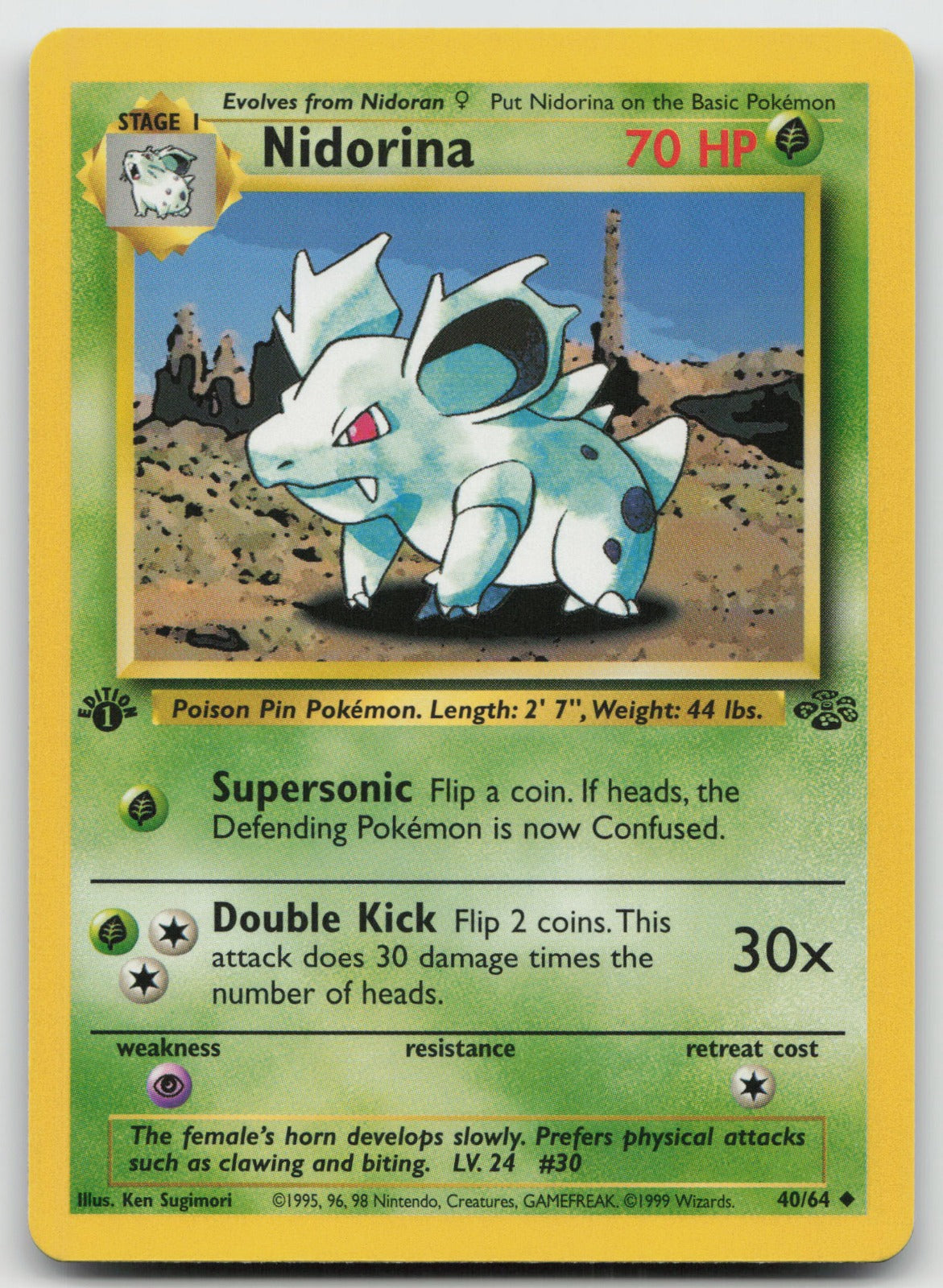 Nidorina Uncommon 1st Edition Jungle 40/64 VLP