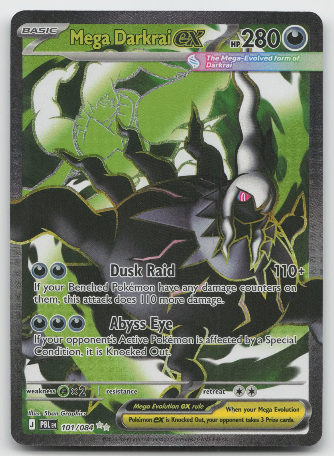 Mega Darkrai ex Holo Ultra Rare ME05: Pitch Black 101/084 NM