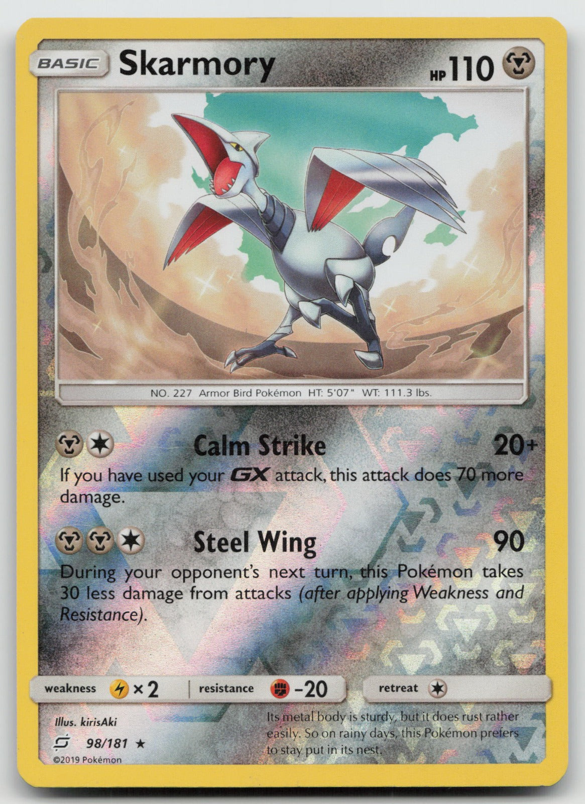 Skarmory Reverse Holo Rare SM - Team Up 98/181 LP