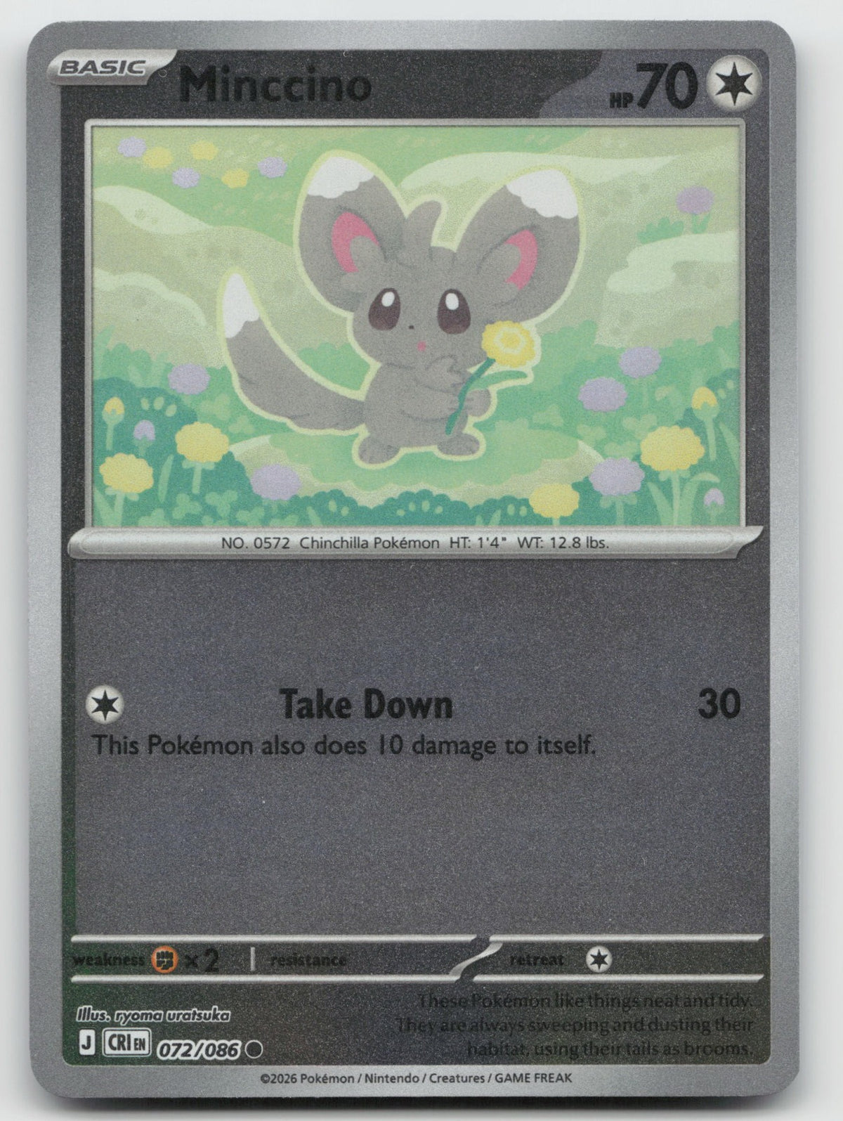 Minccino Common Reverse Holo ME04: Chaos Rising 072/086 NM