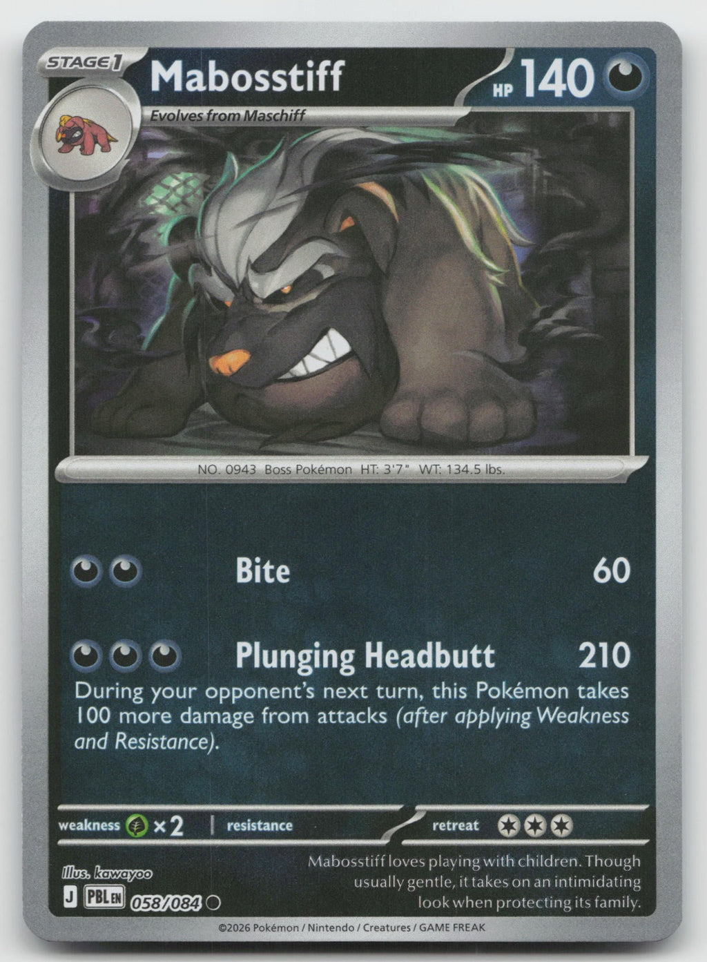 Mabosstiff Reverse Holo Common ME05: Pitch Black 058/084 NM