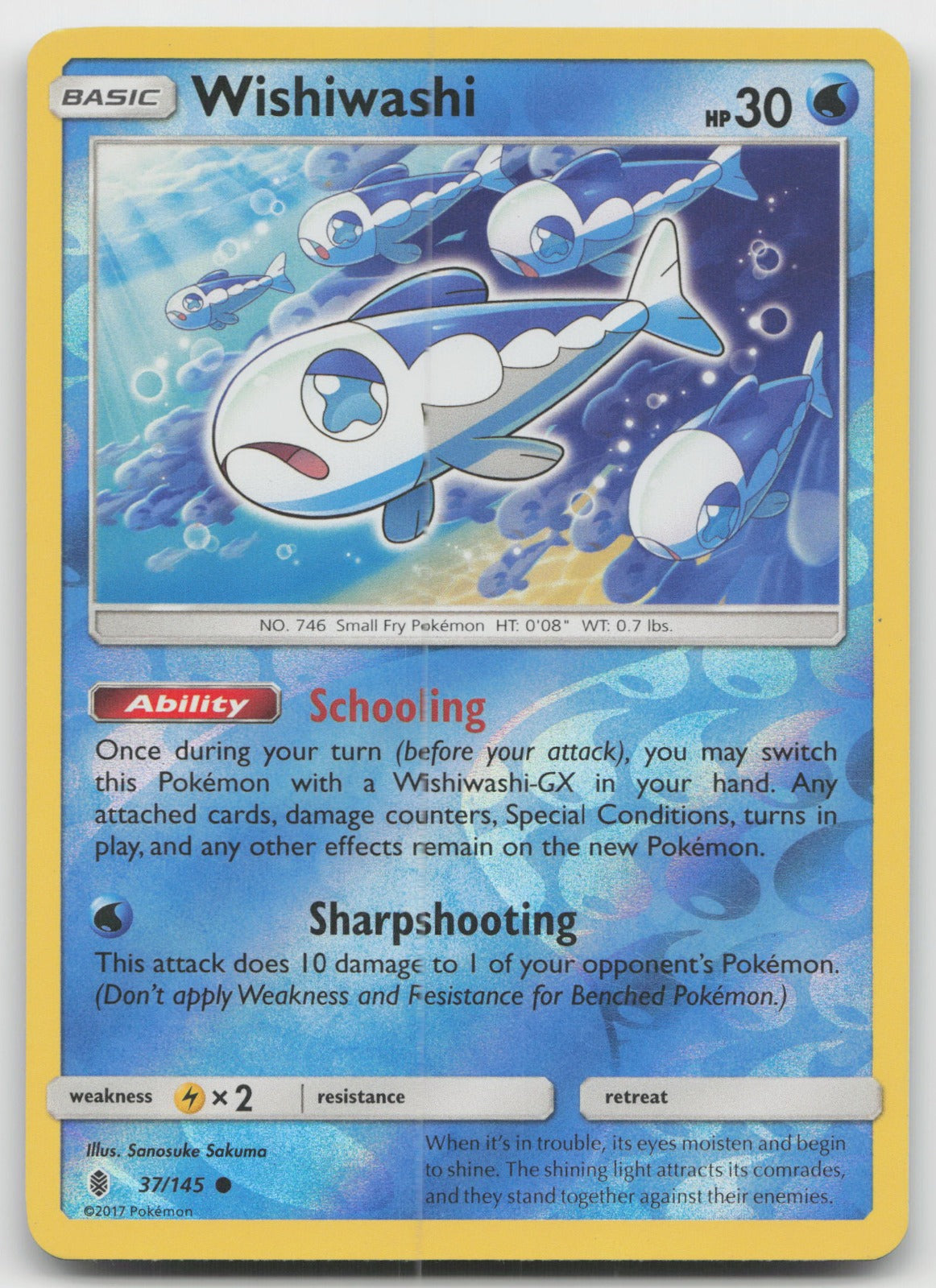 Wishiwashi Reverse Holo Common SM - Guardians Rising 37/145 LP