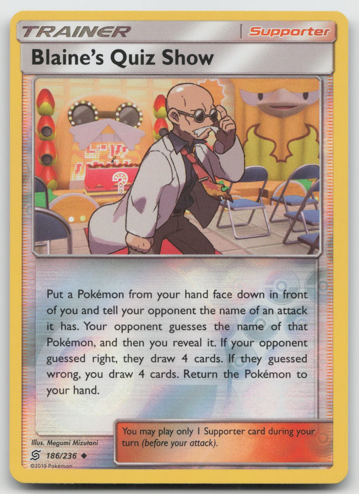 Blaine's Quiz Show Reverse Holo Uncommon SM - Unified Minds 186/236 NM