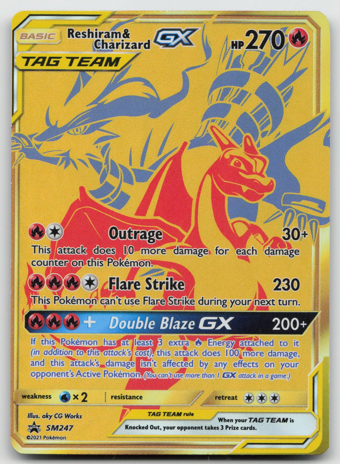 Reshiram & Charizard GX Holo Gold Promo SM SM247 NM