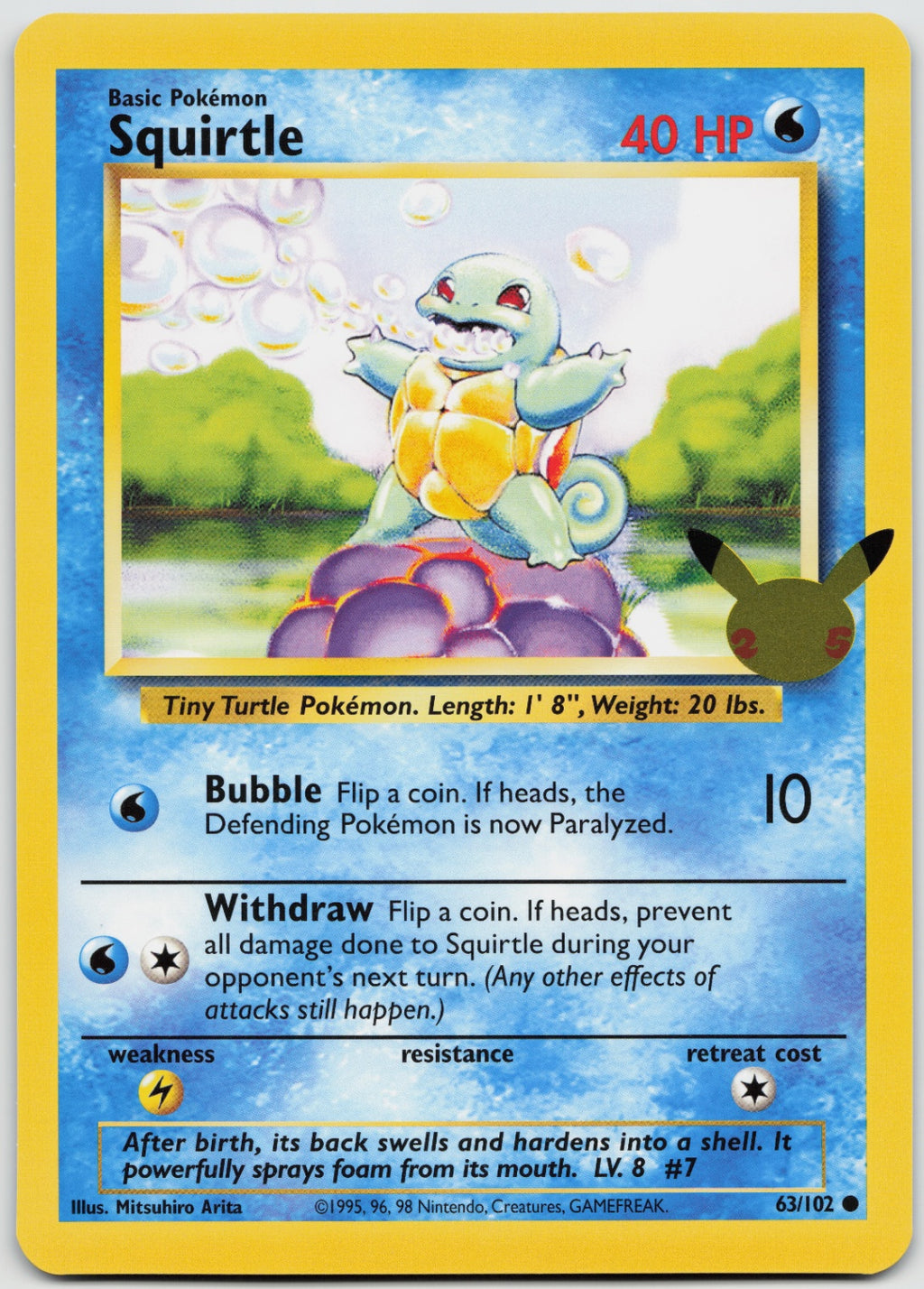 Squirtle Common JUMBO 25th Anniversary Normal Base Set 63/102 LP