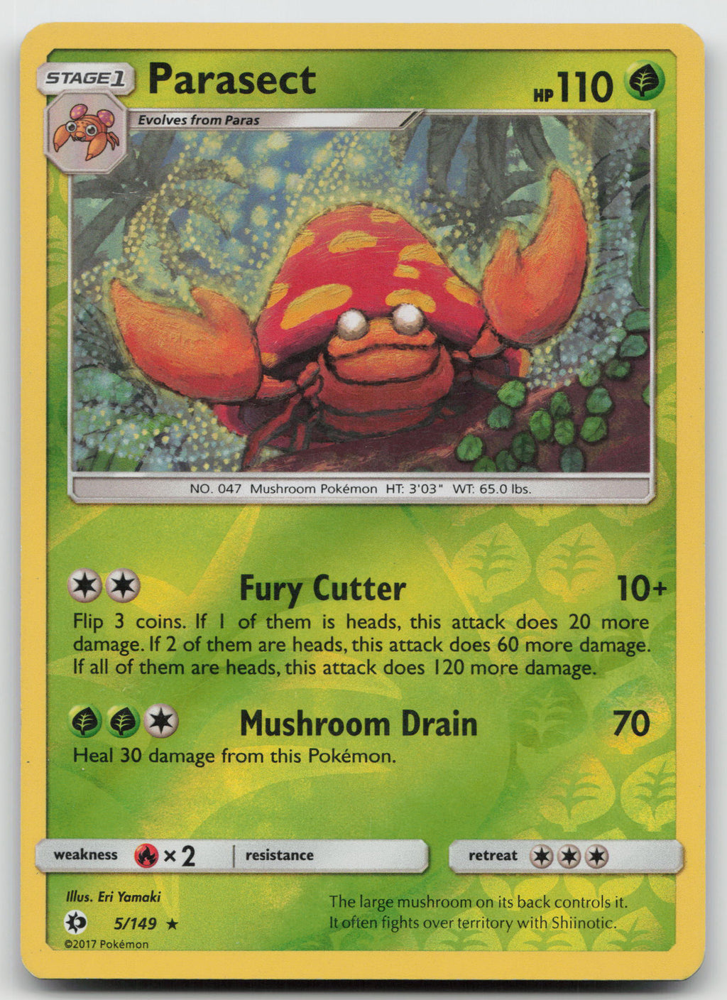 Parasect Rare Reverse Holofoil SM Base Set 5/149 VLP