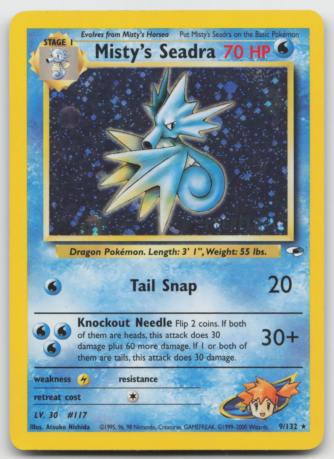 Misty's Seadra (Prerelease) Holo Promo WoTC Gym Heroes 9/132 HP
