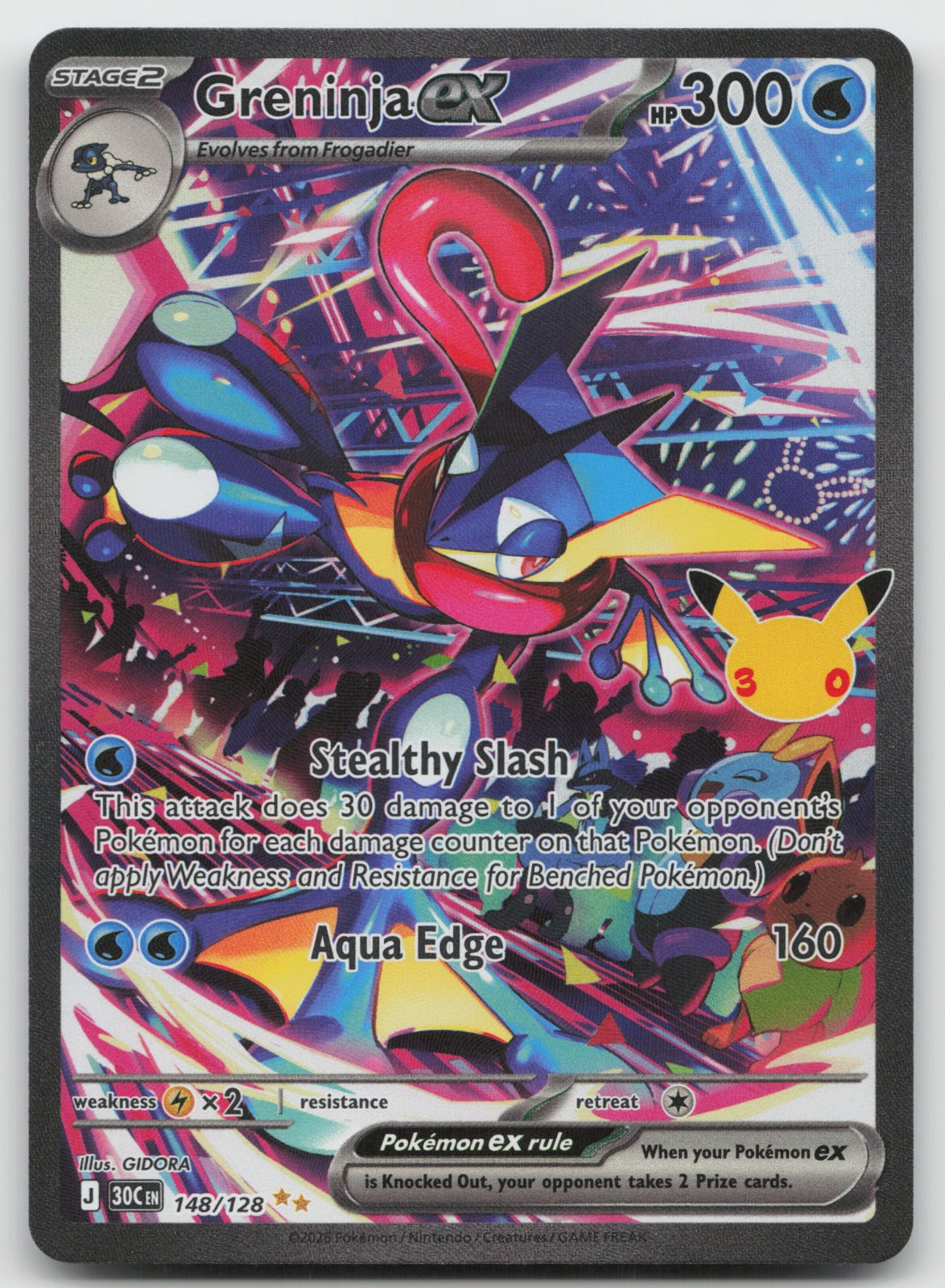 Greninja ex Holo Special Illustration Rare ME: 30th Celebration 148/128 NM
