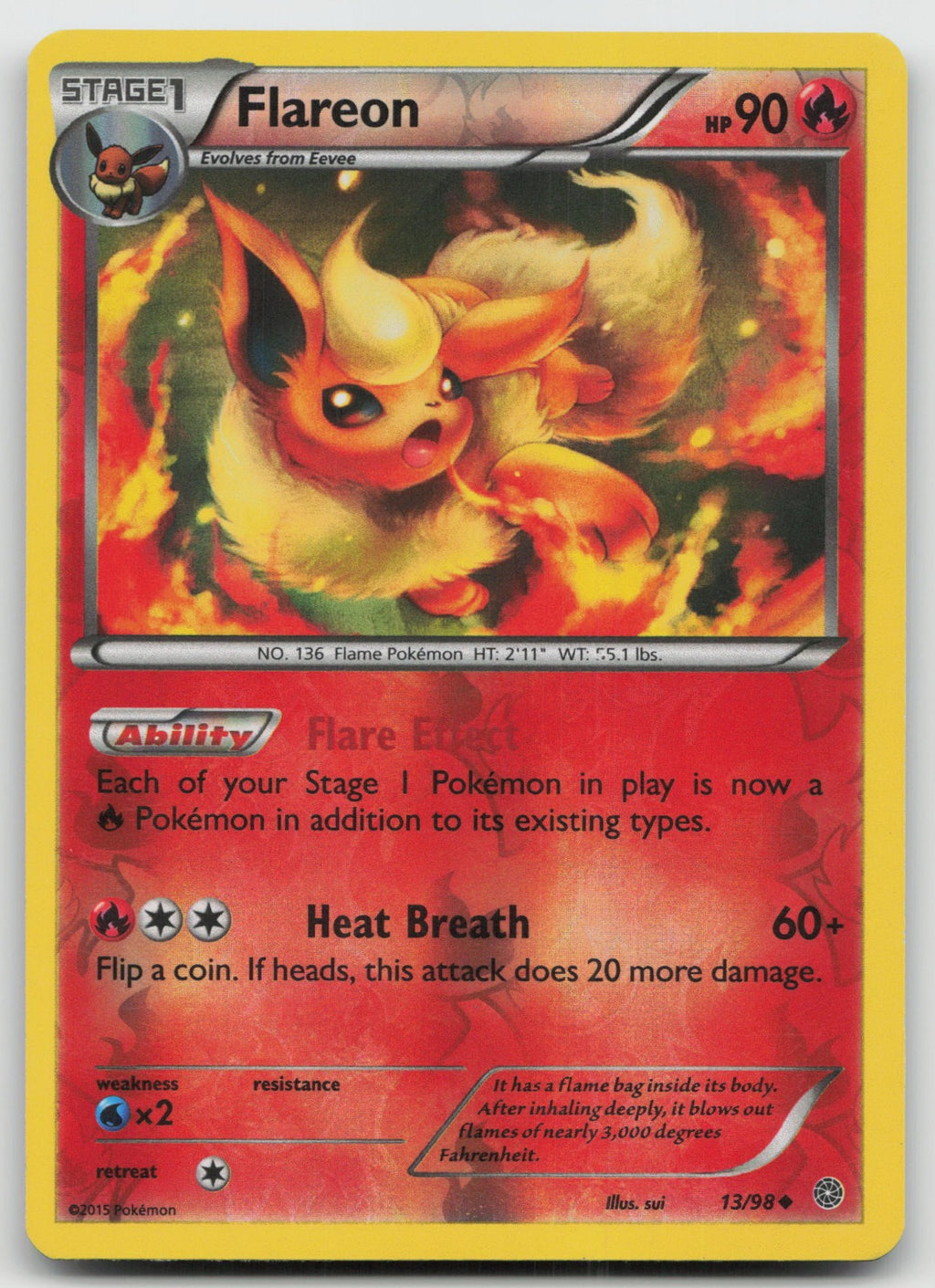 Flareon Uncommon Reverse Holo XY - Ancient Origins 13/98 LP