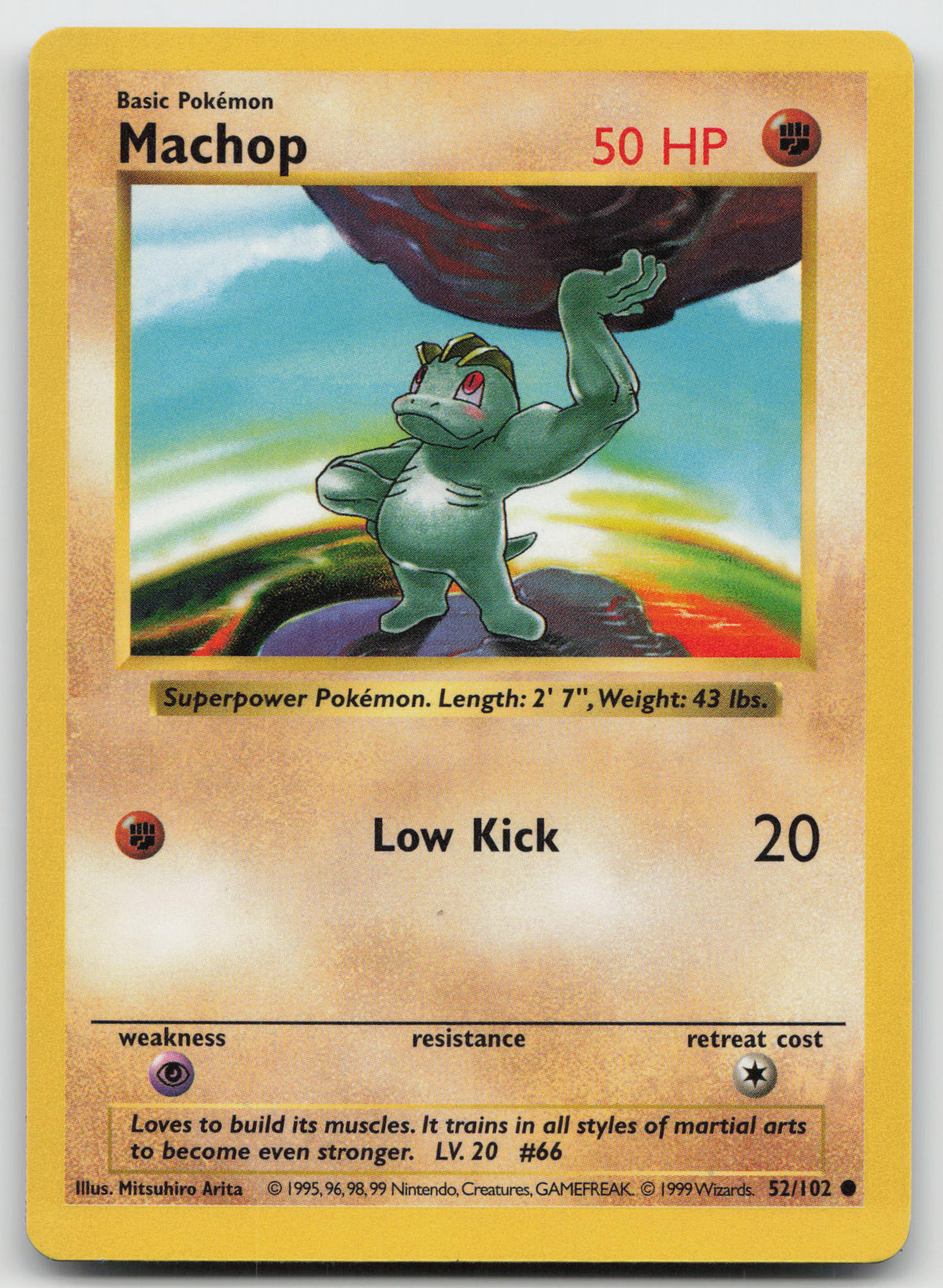 Machop Common Normal Base Set (Shadowless) 52/102 LP