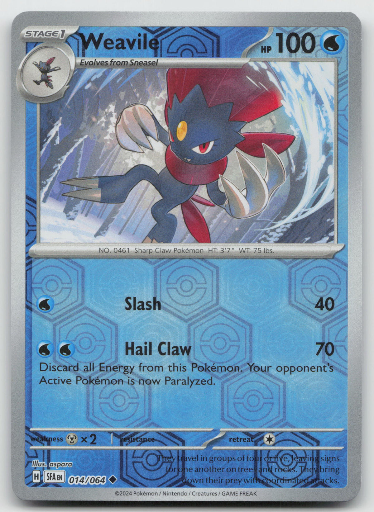 Weavile Uncommon Reverse Holo SV: Shrouded Fable 014/064 NM