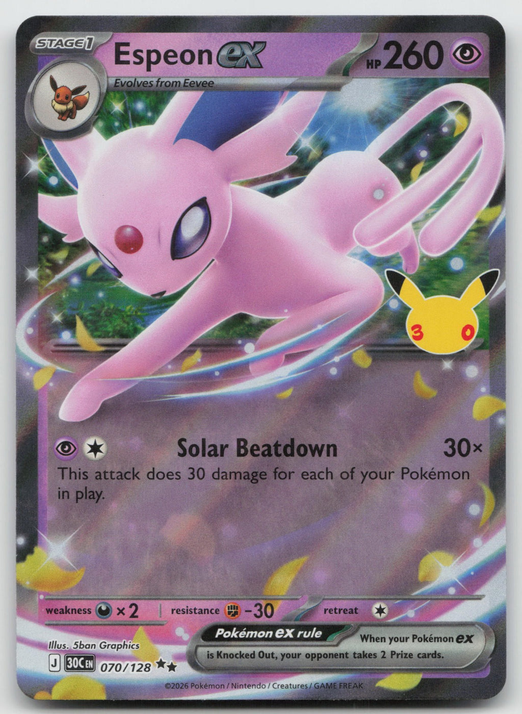 Espeon ex Holo Double Rare ME: 30th Celebration 070/128 NM