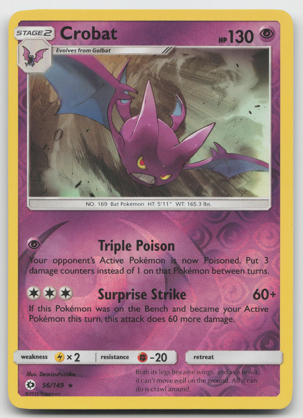 Crobat Holo Rare Reverse Holofoil SM Base Set 56/149 NM