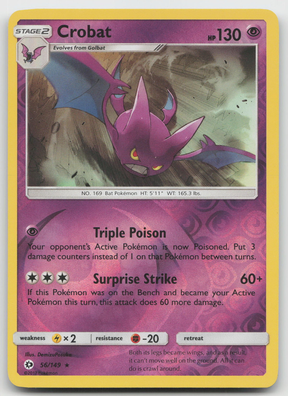 Crobat Holo Rare Reverse Holofoil SM Base Set 56/149 NM