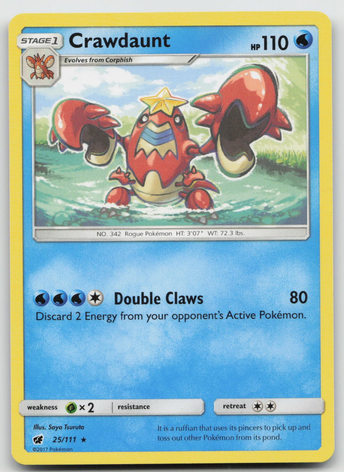 Crawdaunt Rare SM - Crimson Invasion 25/111 NM
