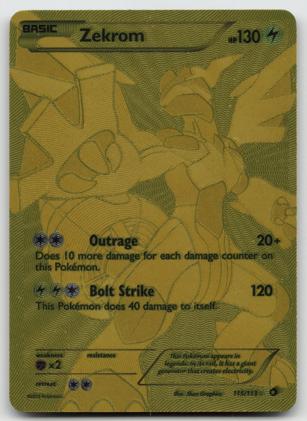 Zekrom (Full Art Secret Rare) Secret Rare Holo Legendary Treasures 115/113 VLP