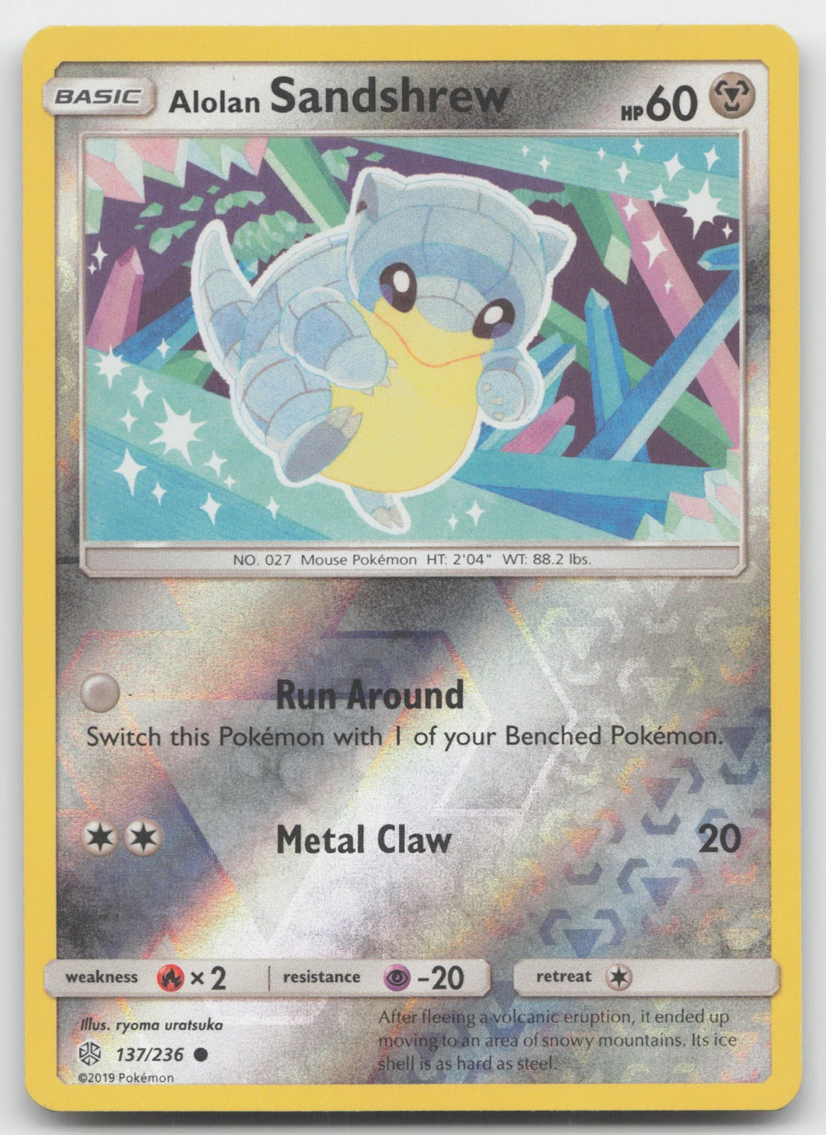 Alolan Sandshrew Reverse Holo Common SM - Cosmic Eclipse 137/236 NM