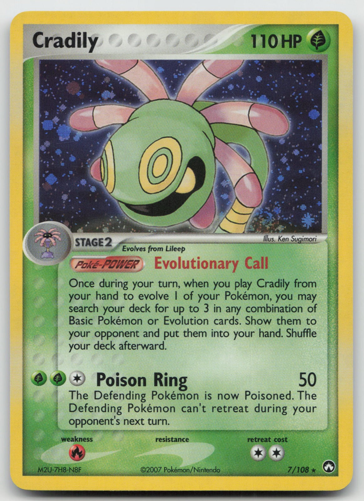 Cradily Holo Rare Power Keepers 7/108 NM/VLP