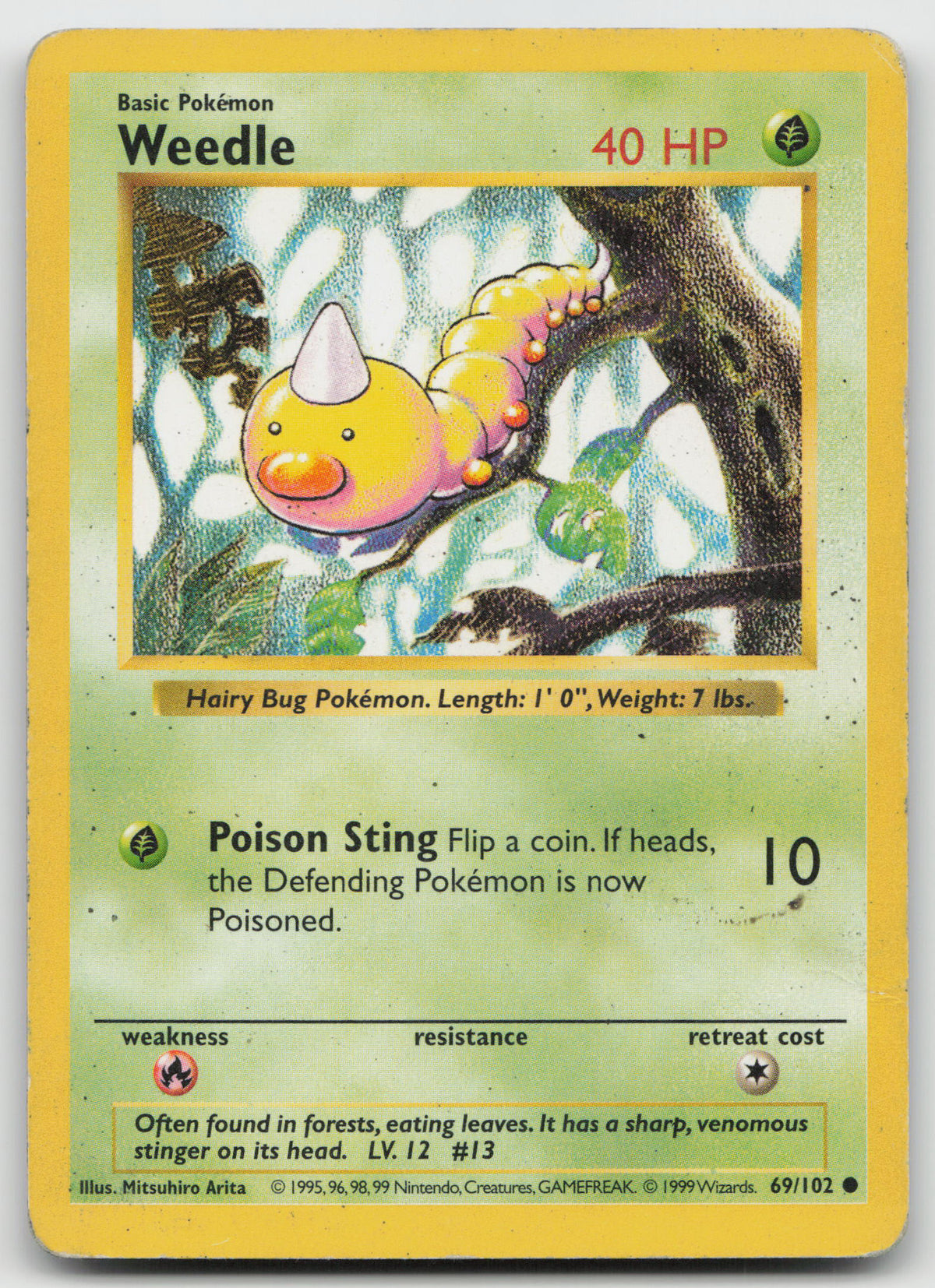 Weedle Common Normal Base Set (Shadowless) 69/102 DMG