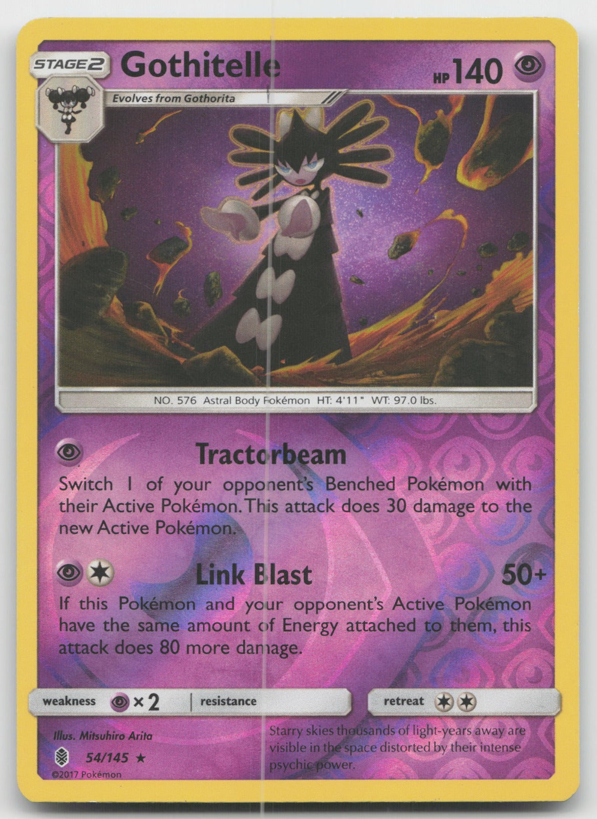 Gothitelle Reverse Holo Rare SM - Guardians Rising 54/145 VLP