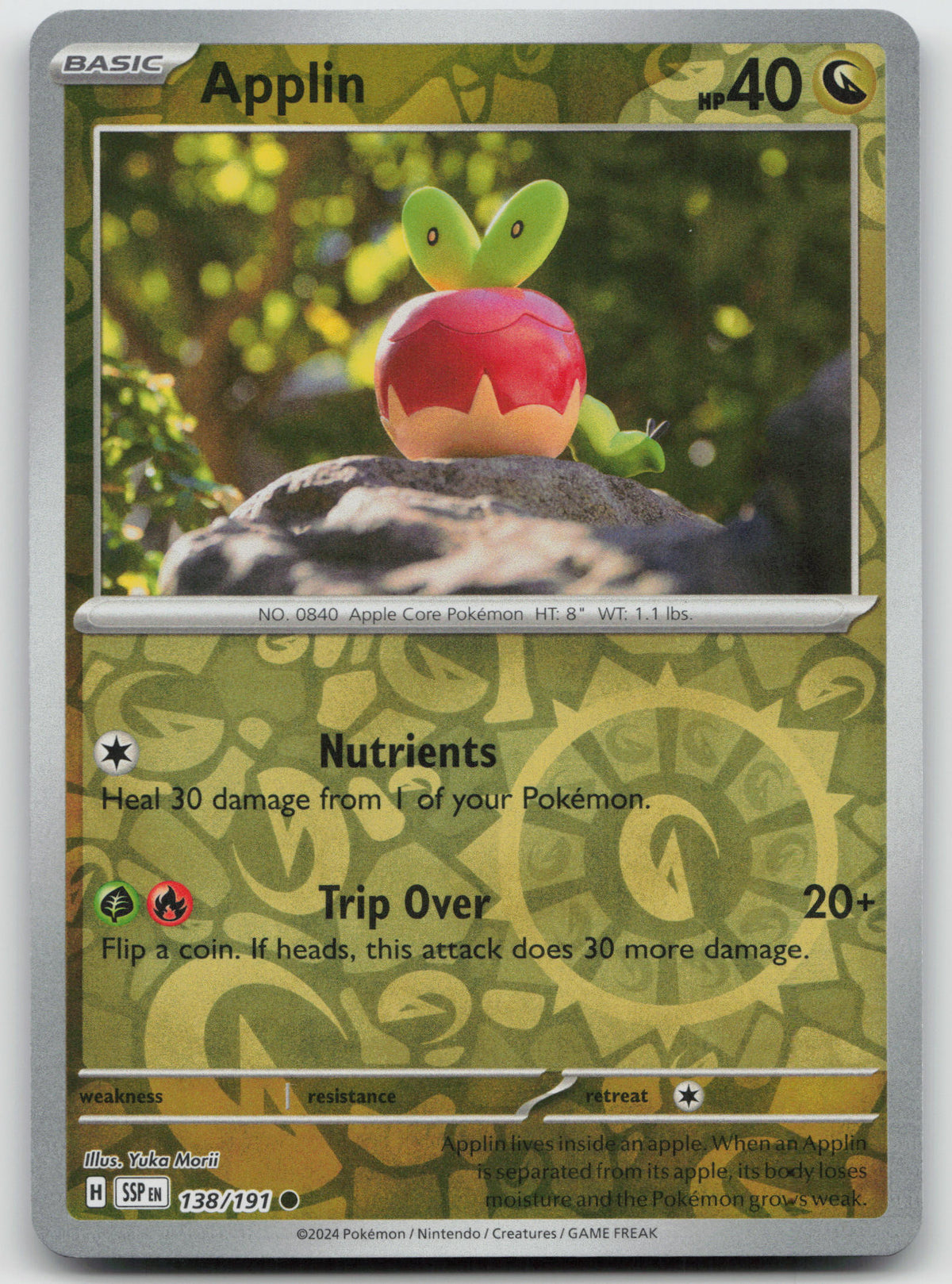 Applin Common Reverse Holo SV08: Surging Sparks 138/191 NM