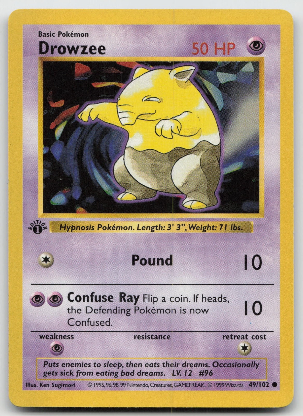 Drowzee Common 1st Edition Base Set (Shadowless) 49/102 MP