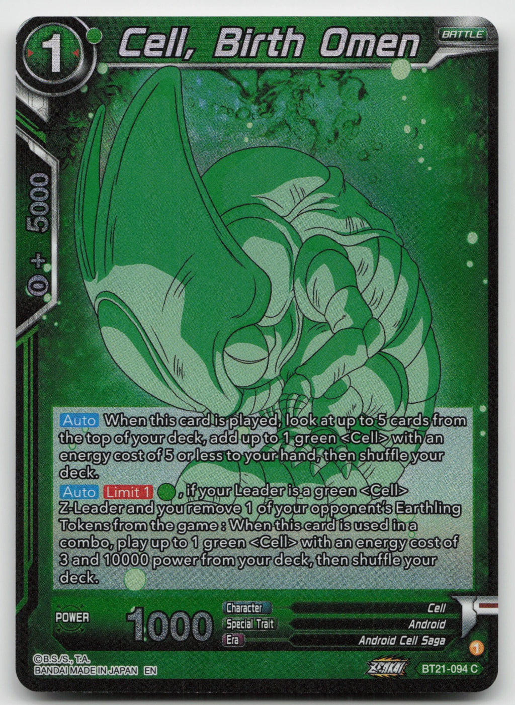 Cell, Birth Omen Common Foil Wild Resurgence BT21-094 NM