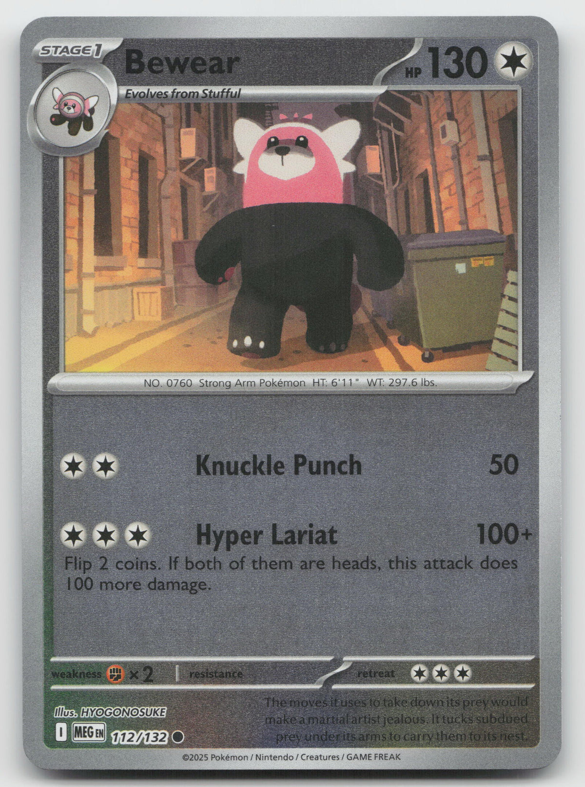 Bewear Common Reverse Holo ME01: Mega Evolution 112/132 NM