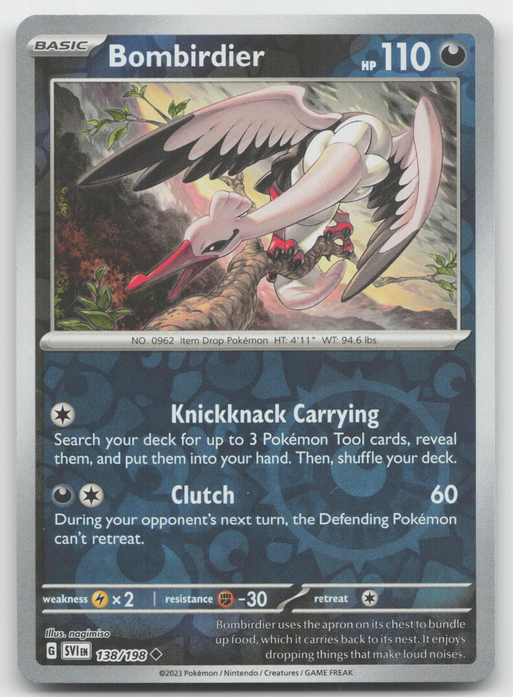 Bombirdier Reverse Holo Uncommon SV01: Scarlet & Violet Base Set 138/198 NM