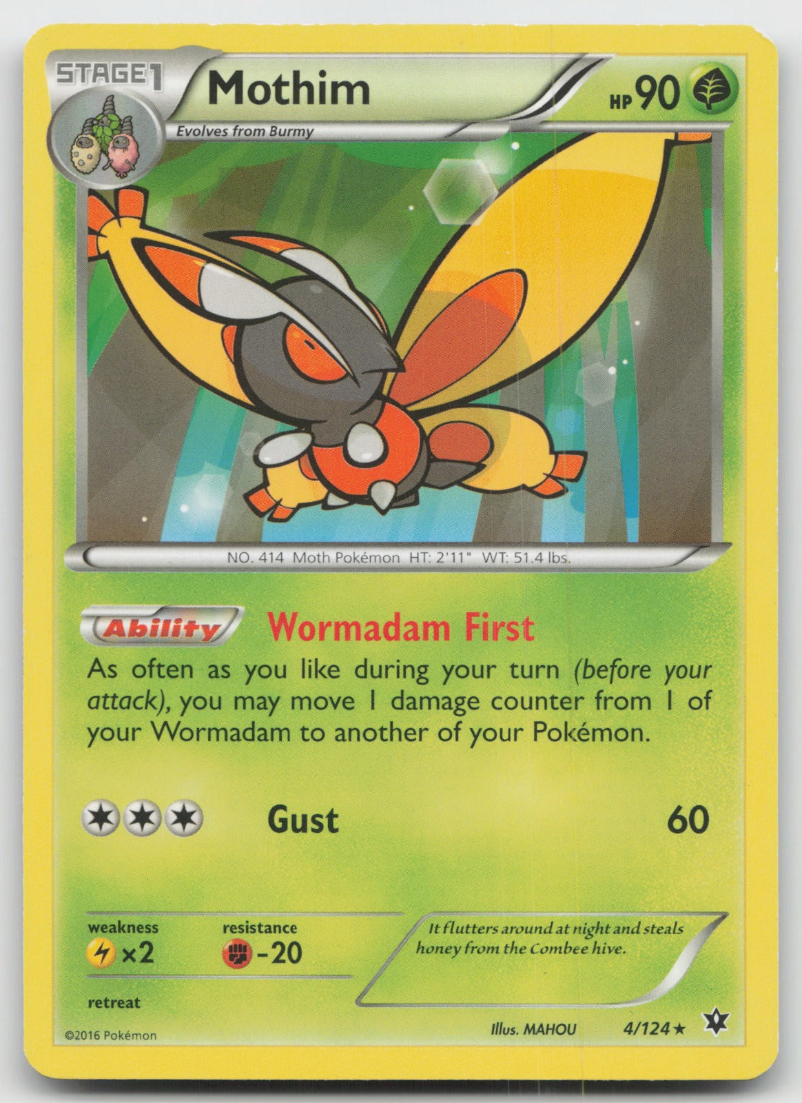 Mothim Rare XY - Fates Collide 4/124 LP