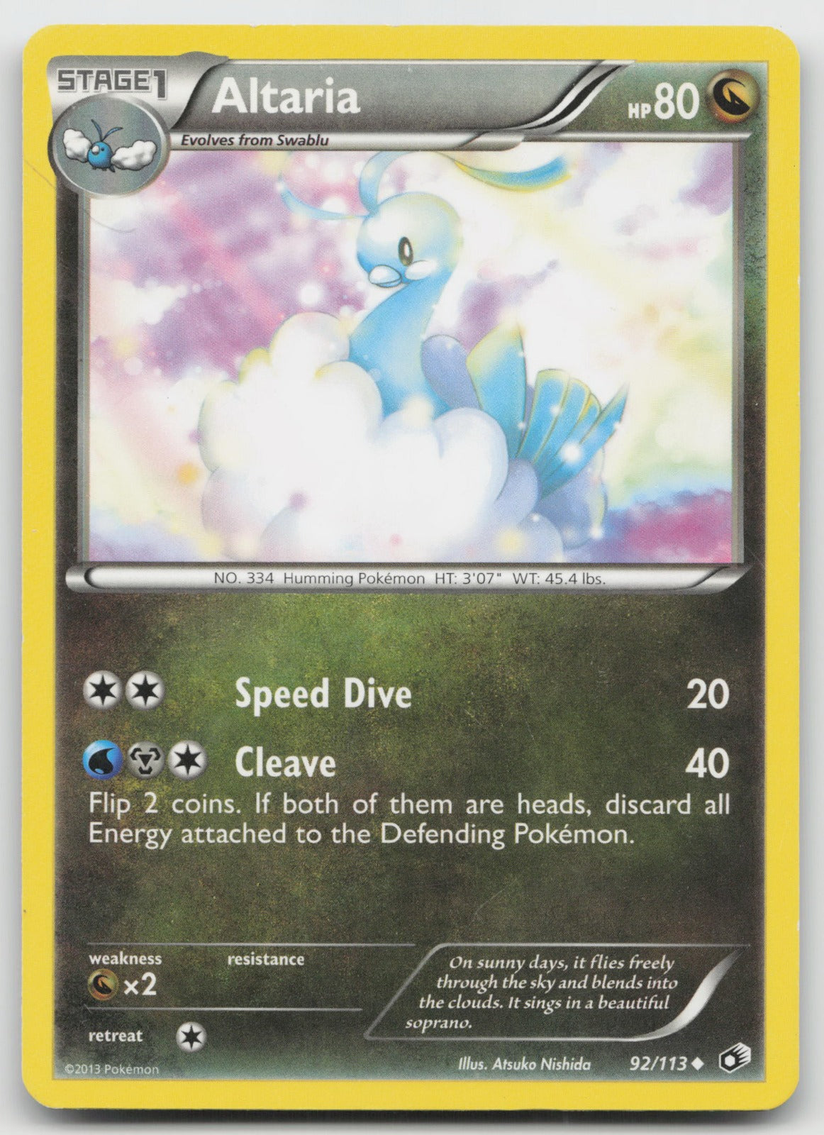 Altaria Uncommon Legendary Treasures 92/113 HP