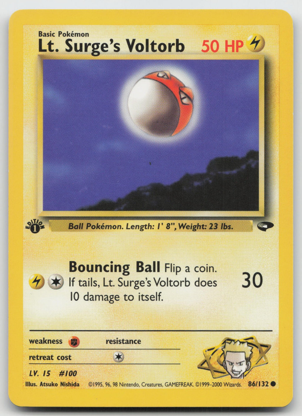 Lt. Surge's Voltorb Common 1st Edition Gym Challenge 86/132 NM