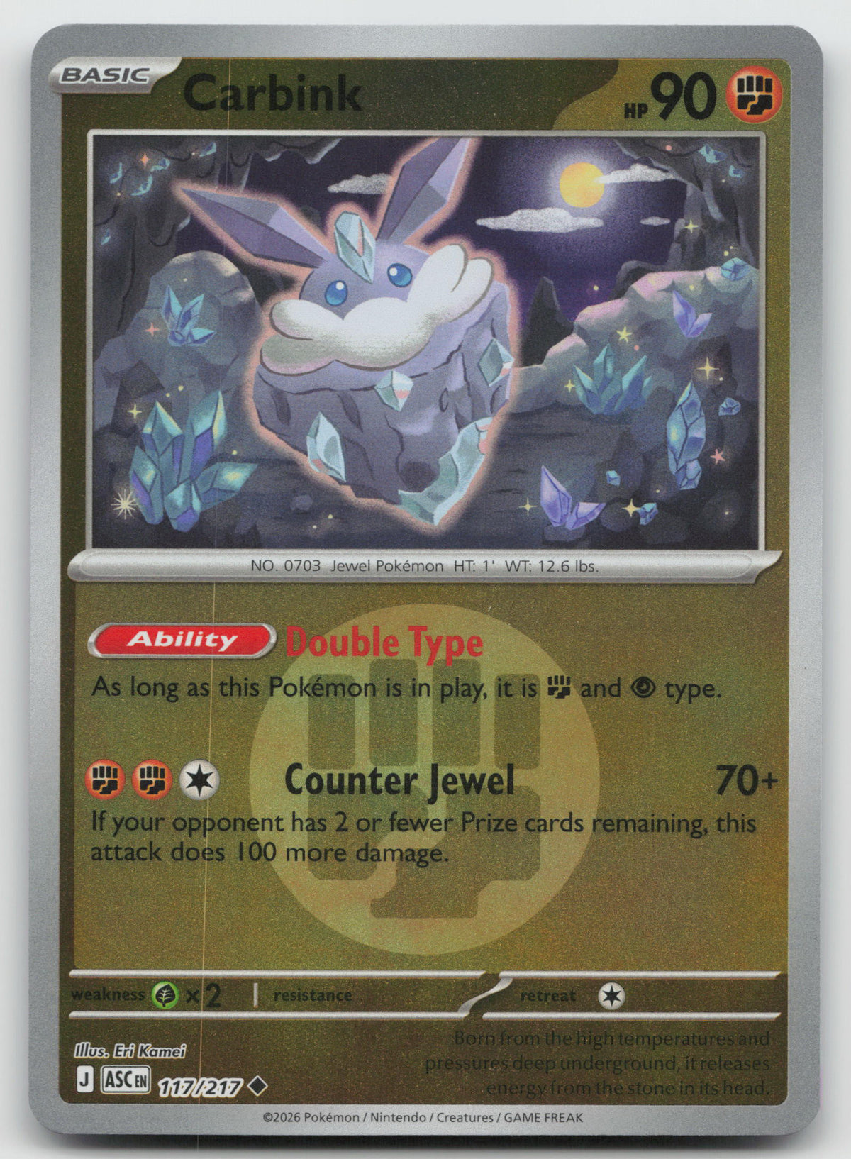 Carbink - Uncommon Fighting Energy Reverse Holo ME: Ascended Heroes 117/217 NM