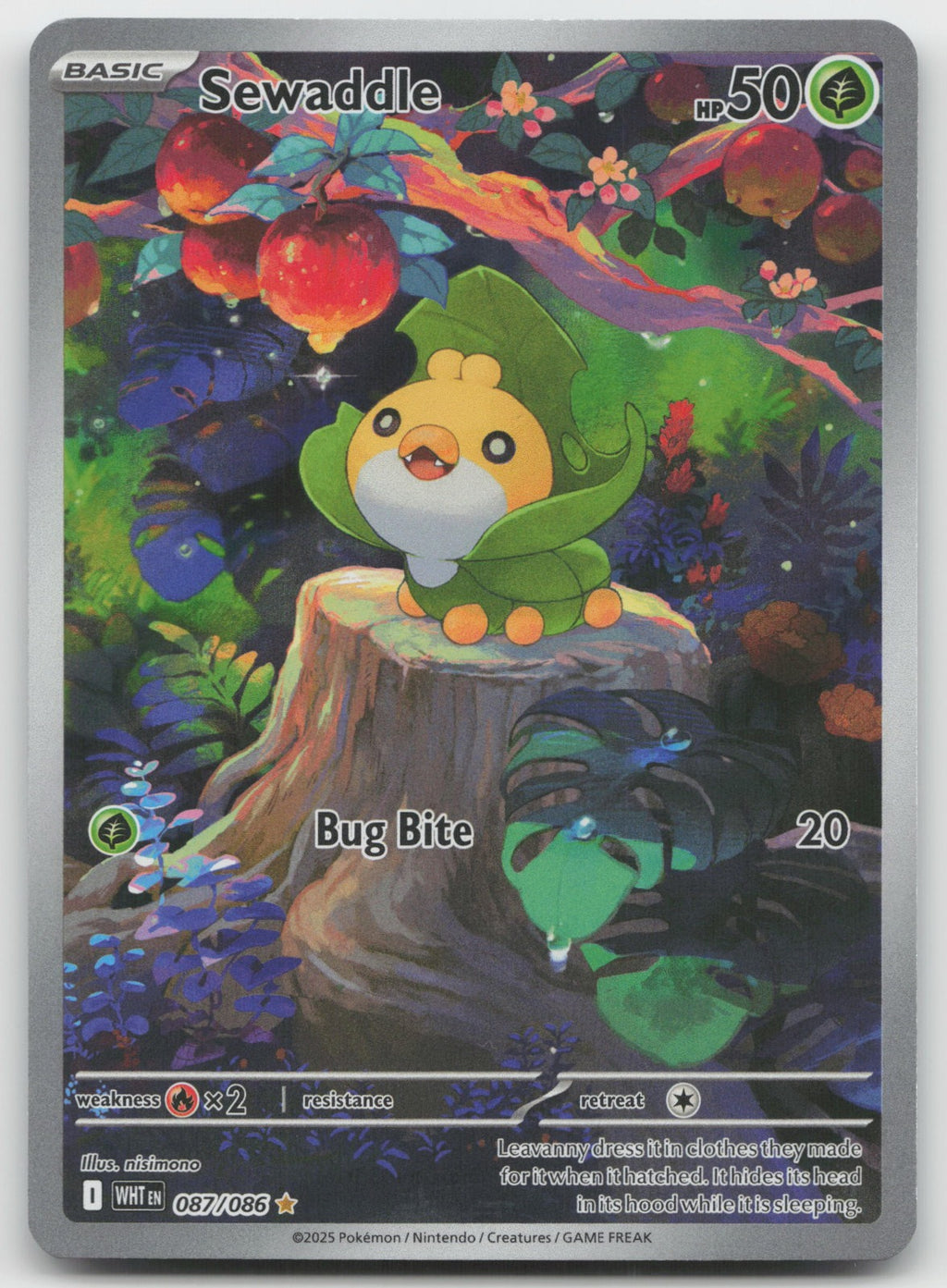 Sewaddle Holo Illustration Rare SV: White Flare 087/086 NM