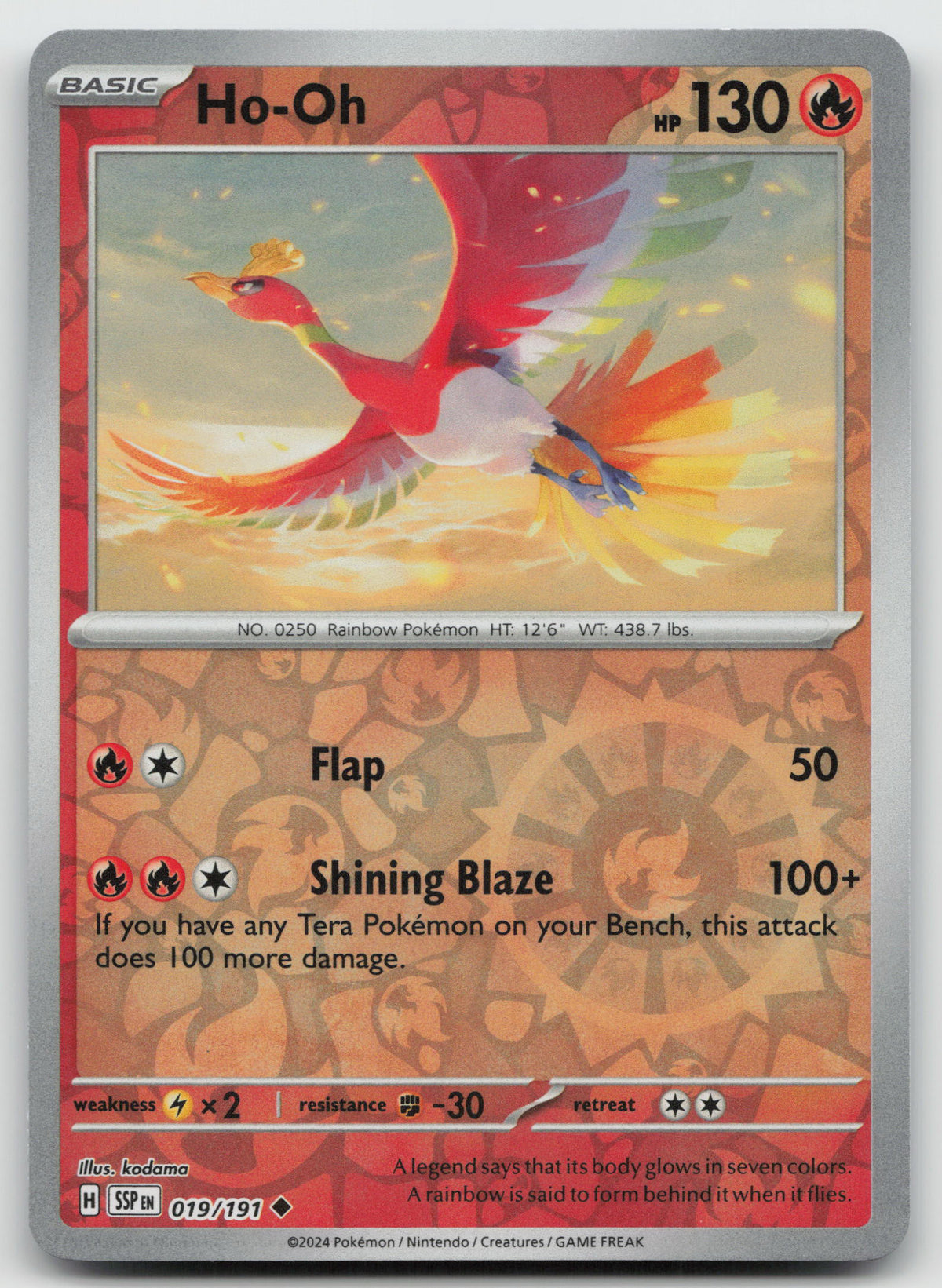 Ho-Oh Uncommon Reverse Holo SV08: Surging Sparks 019/191 NM