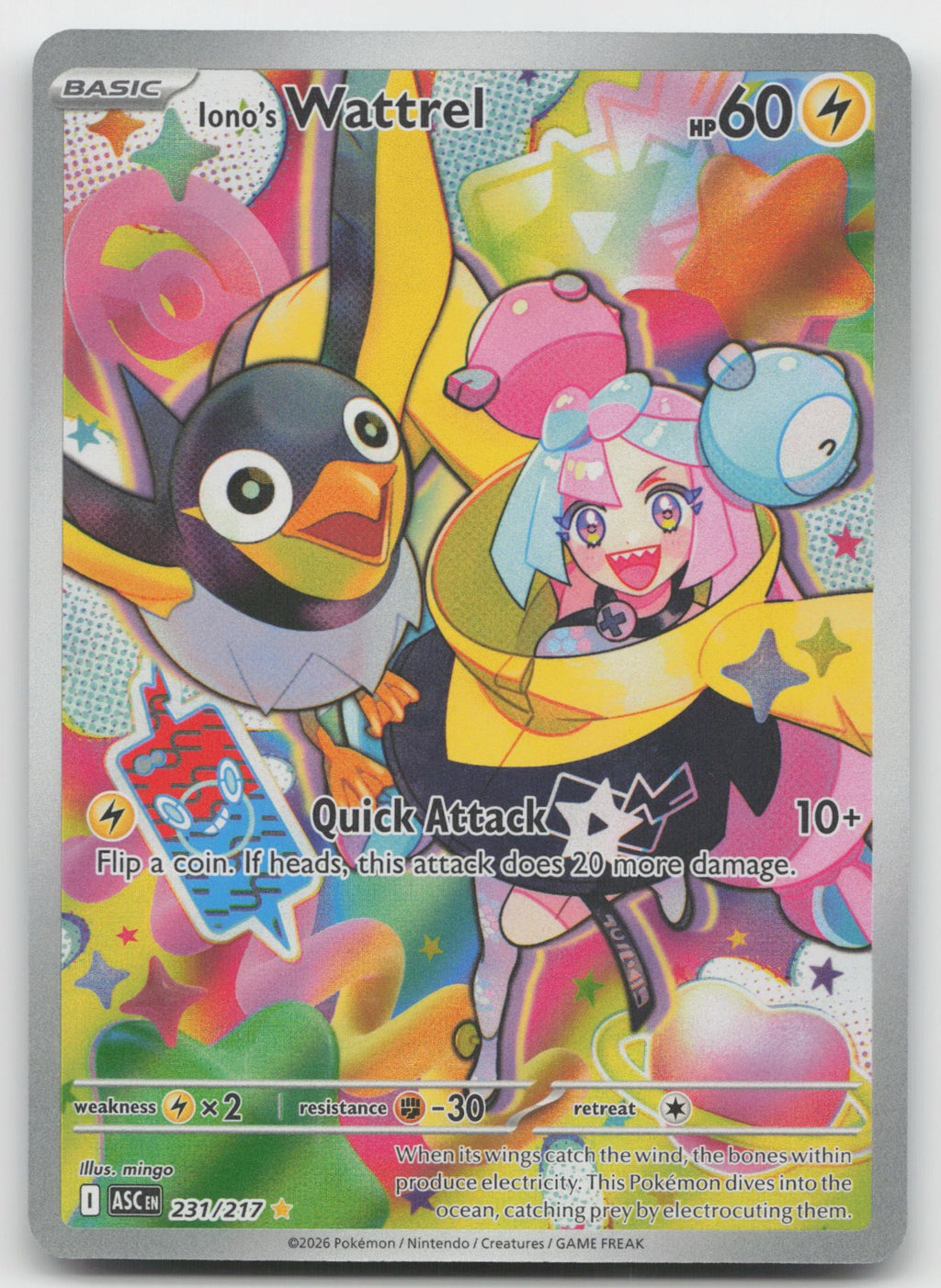 Iono's Wattrel Holo Illustration Rare ME: Ascended Heroes 231/217 NM