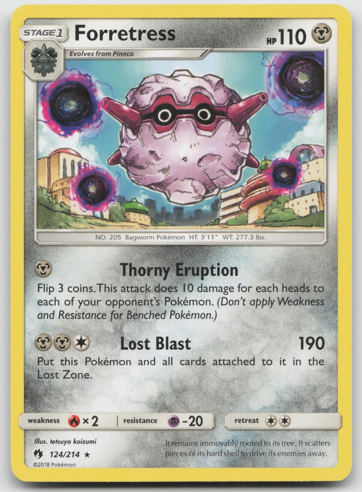 Forretress Rare SM - Lost Thunder 124/214 NM