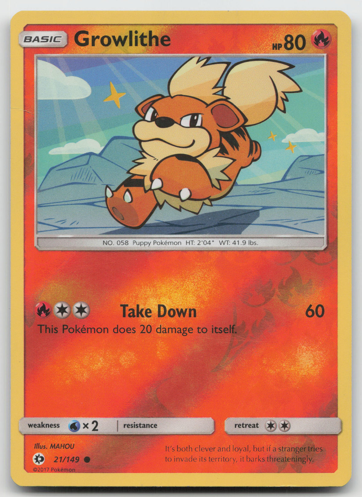 Growlithe Common Reverse Holofoil SM Base Set 21/149 LP