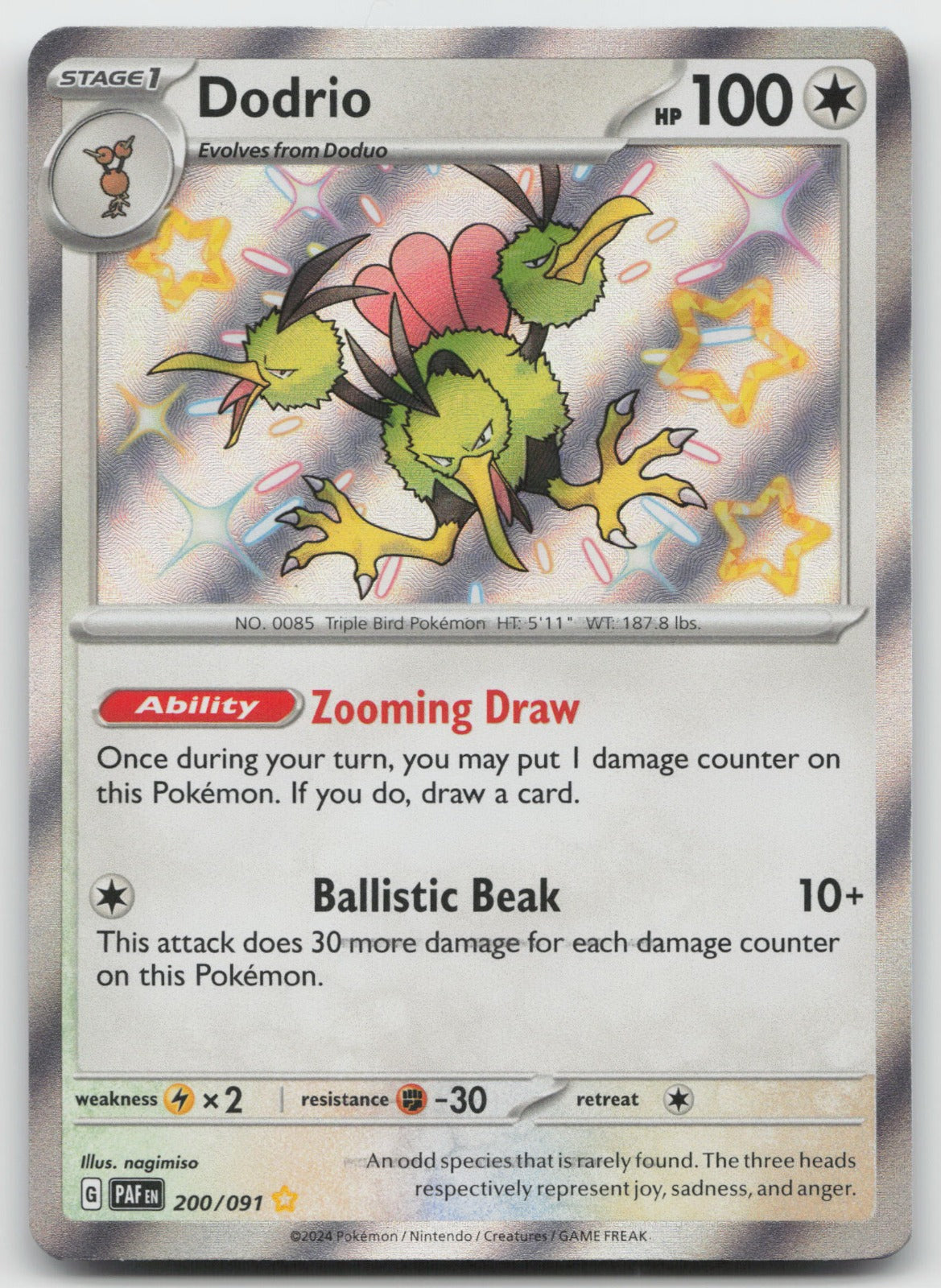 Dodrio Shiny Rare Holo SV: Paldean Fates 200/091 NM