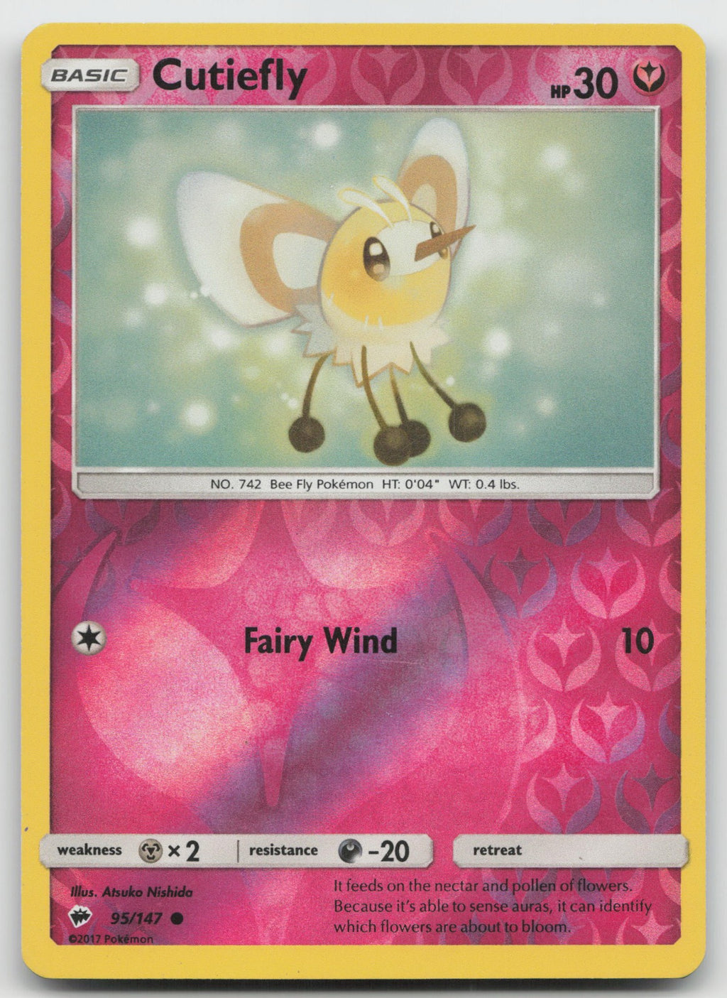 Cutiefly Reverse Holo Common SM - Burning Shadows 95/147 LP